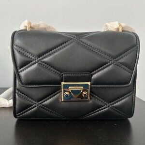 MICHAEL KORS SERENA Black & Gold Shoulder Bag